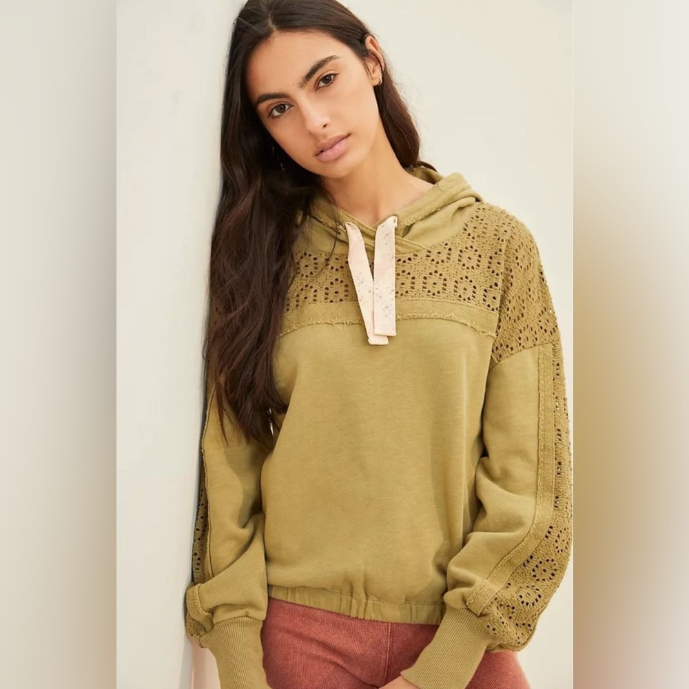 Anthropologie Daily Practice Robyn Crochet Hoodie in Moss